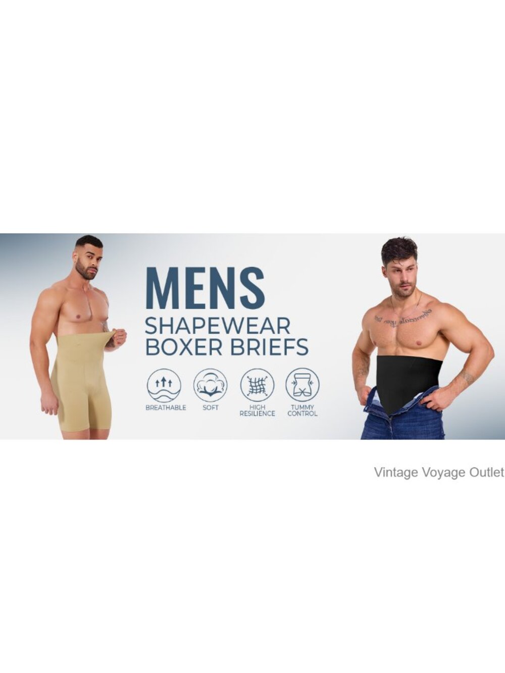Men's Tummy Control Shapewear Shorts High Waist Compression Underwear - Picture 5 of 6